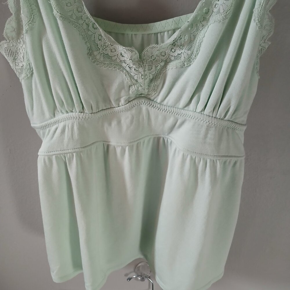 Knix‎ Pajama Set Size Medium Mint Green Lace Cami and Shorts - Picture 3 of 11